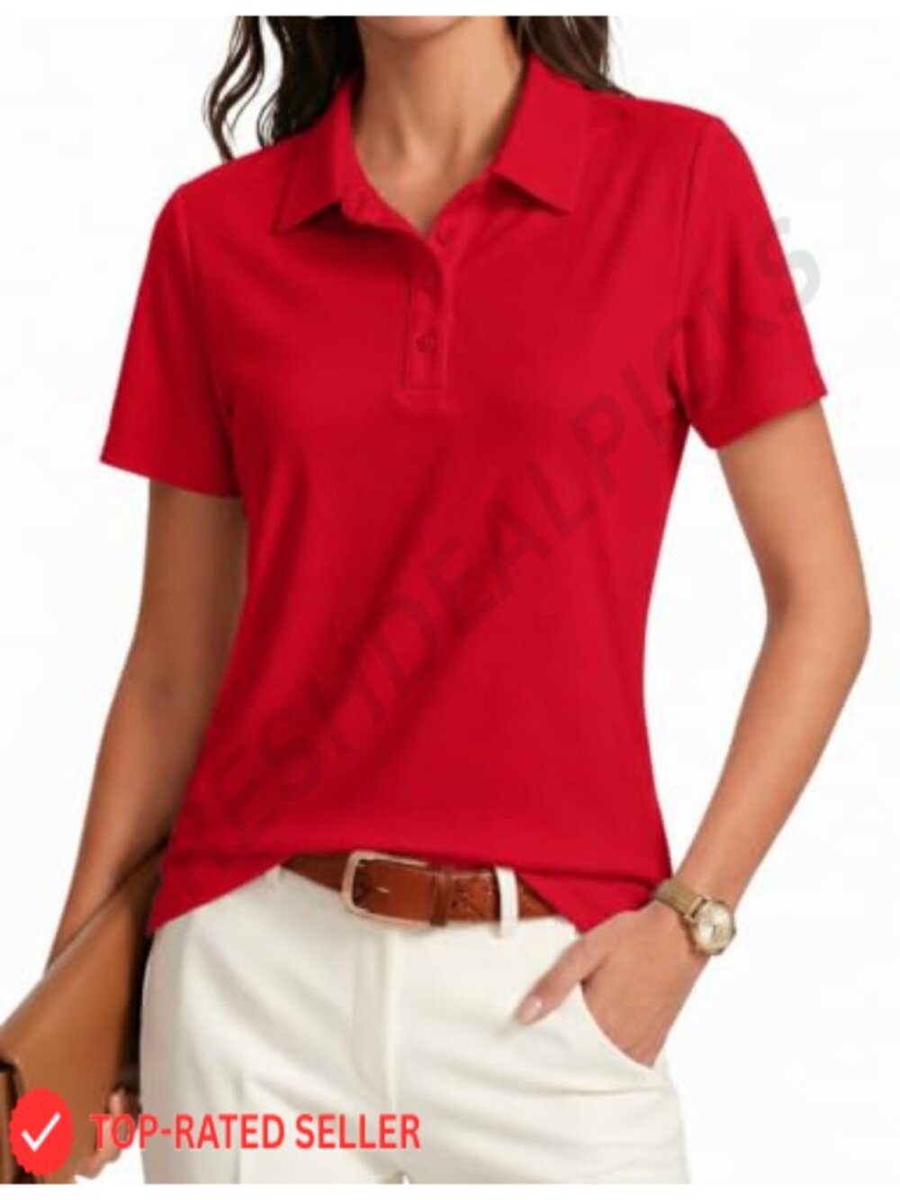 Women's UPF 50+ Quick Dry 4-Button Polo Shirt Athletic Golf Tennis Top
